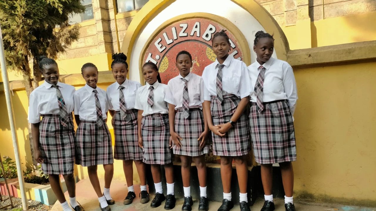 St. Elizabeth Girls High School students and staff in the school garden, Karen